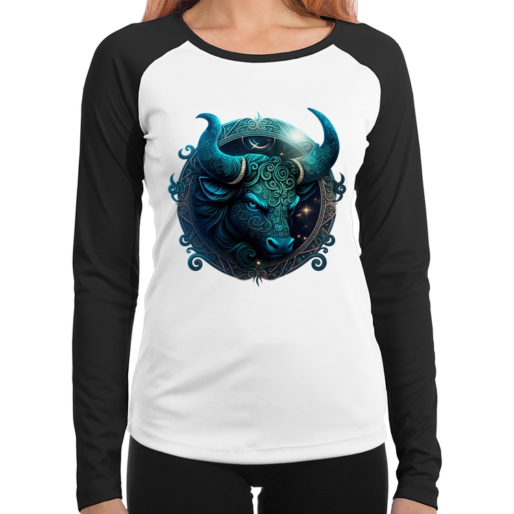 Baby Look Raglan Touro Sígno Manga Longa