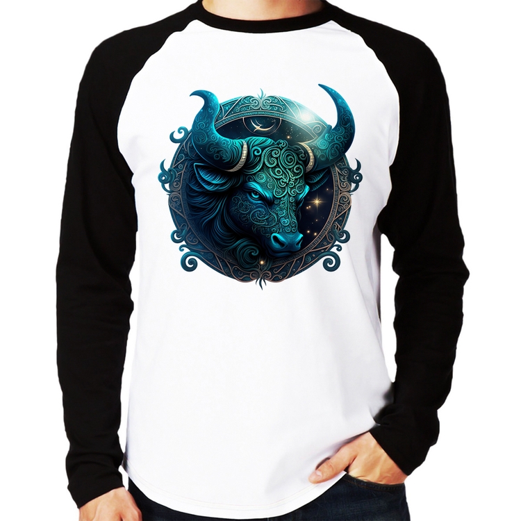 Camiseta Raglan Touro Sígno Manga Longa