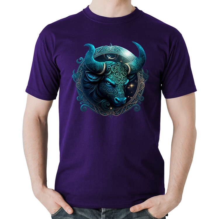 Camiseta Algodão Touro Sígno - Roxa