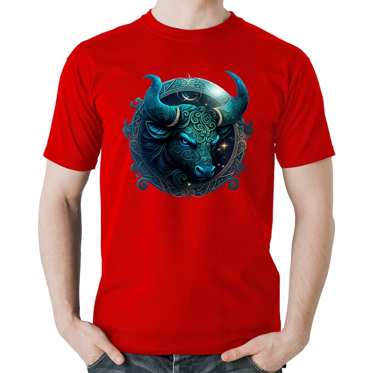Camiseta Algodão Touro Sígno - Vermelha