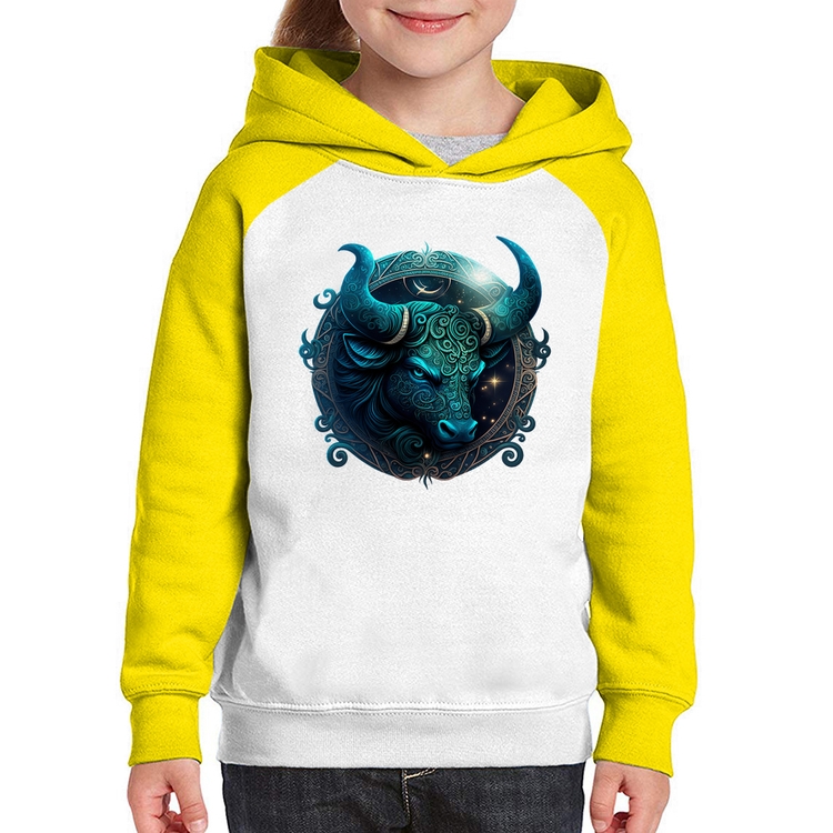 Moletom Infantil Touro Sígno - Branco/Amarelo