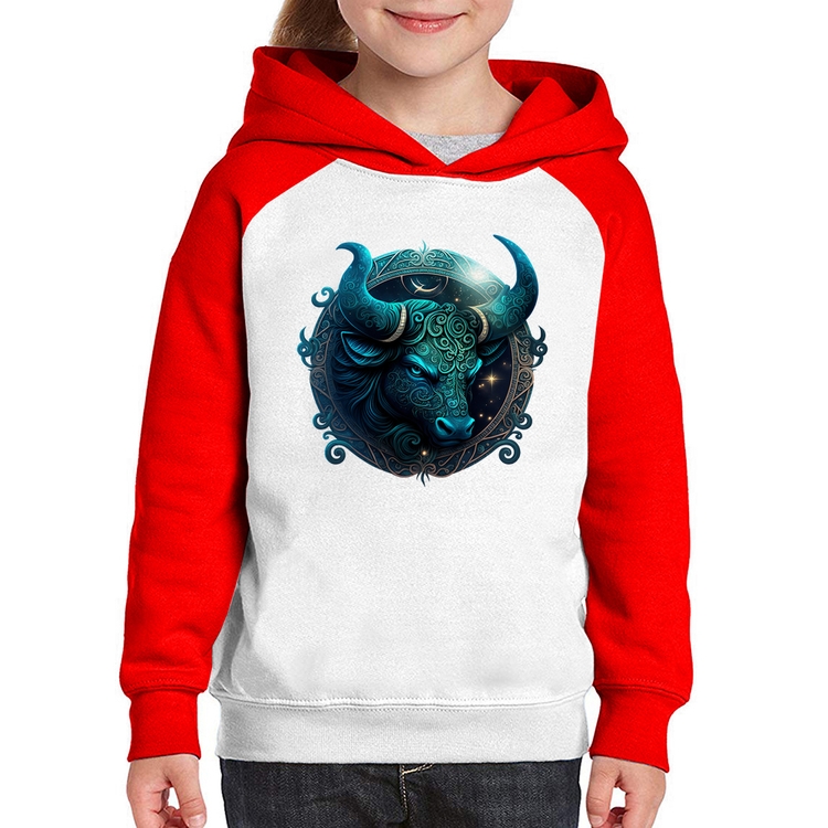 Moletom Infantil Touro Sígno - Branco/Vermelho
