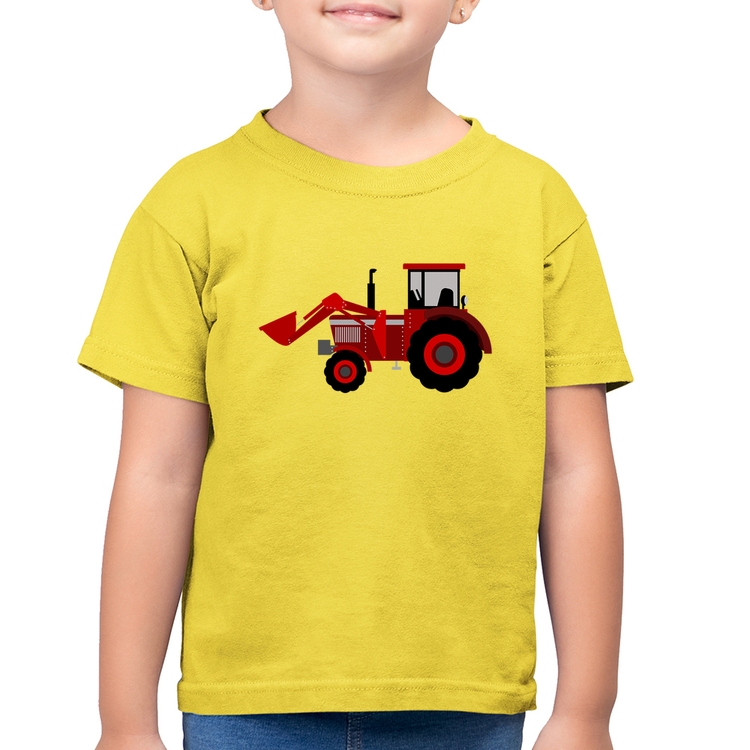 Camiseta Algodão Infantil Trator - Amarelo Canário