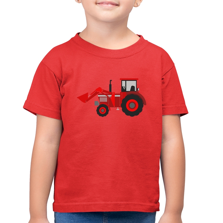 Camiseta Algodão Infantil Trator - Vermelha