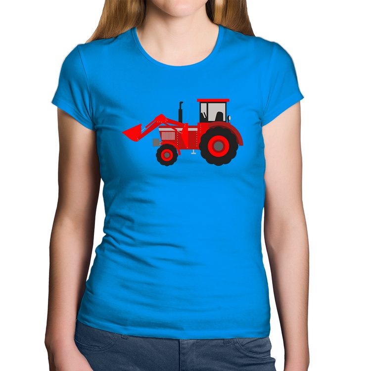 Baby Look Algodão Trator - Azul