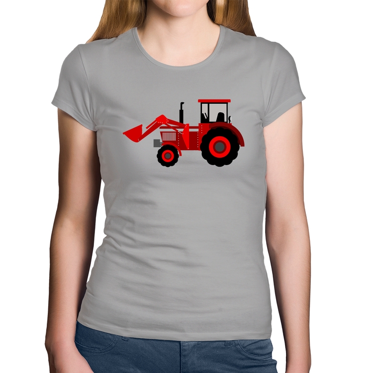 Baby Look Algodão Trator - Cinza