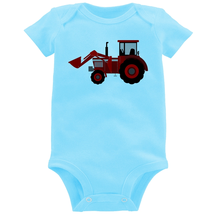 Body Bebê Trator - Azul Bebê