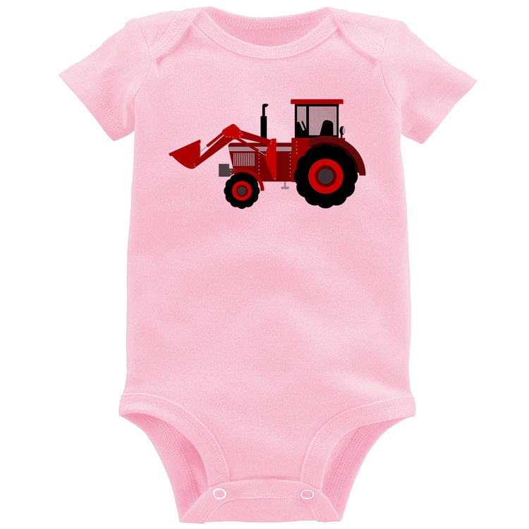 Body Bebê Trator - Rosa Bebê