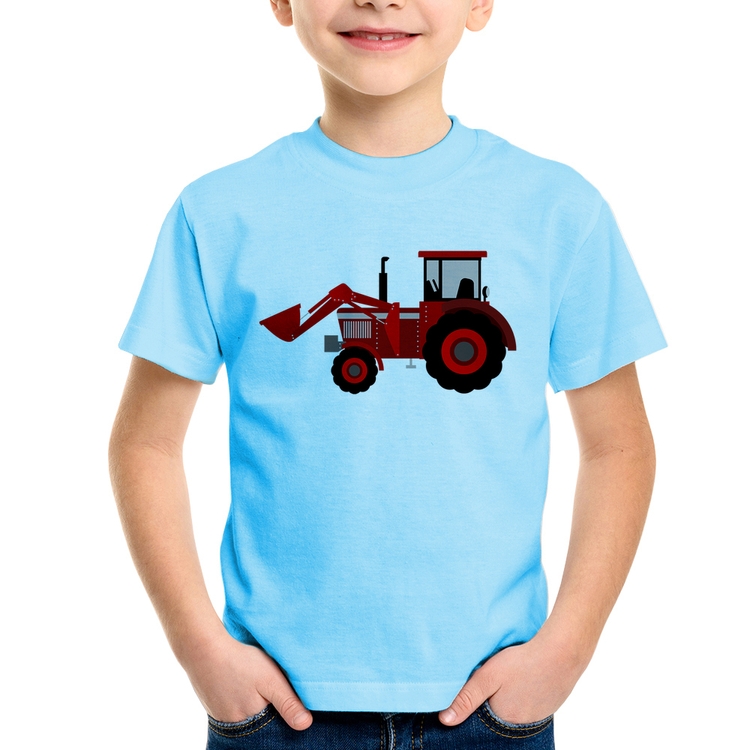 Camiseta Infantil Trator - Azul Bebê