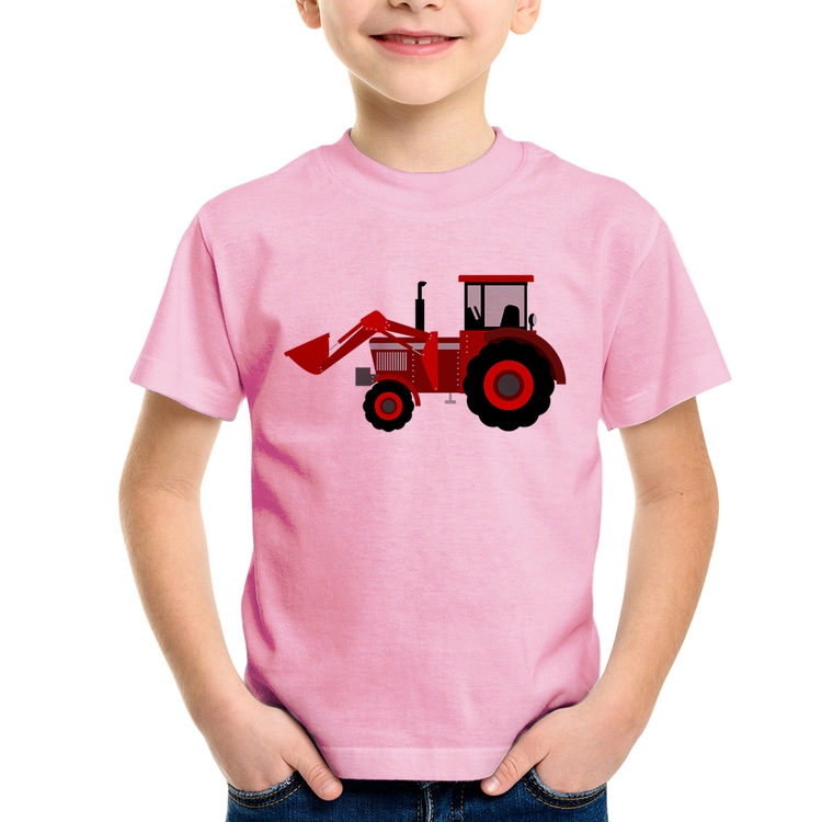 Camiseta Infantil Trator - Rosa Bebê