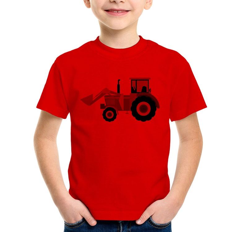 Camiseta Infantil Trator - Vermelha