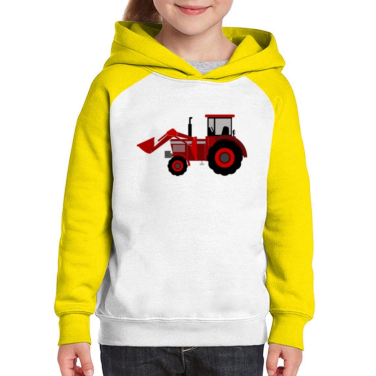 Moletom Infantil Trator - Branco/Amarelo