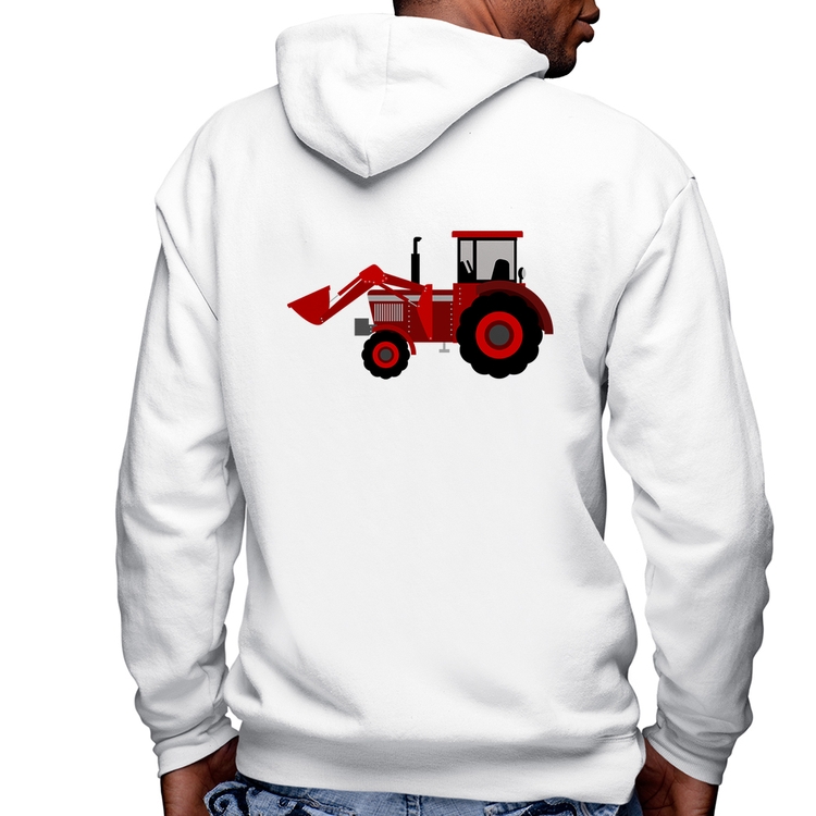 Blusa Moletom Trator Masculina com Capuz e Zíper - Branca