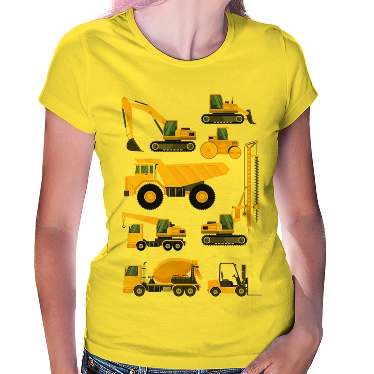 Baby Look Veículos de construção - Amarela