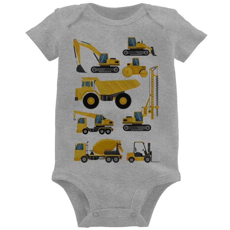 Body Bebê Veículos de construção - Cinza