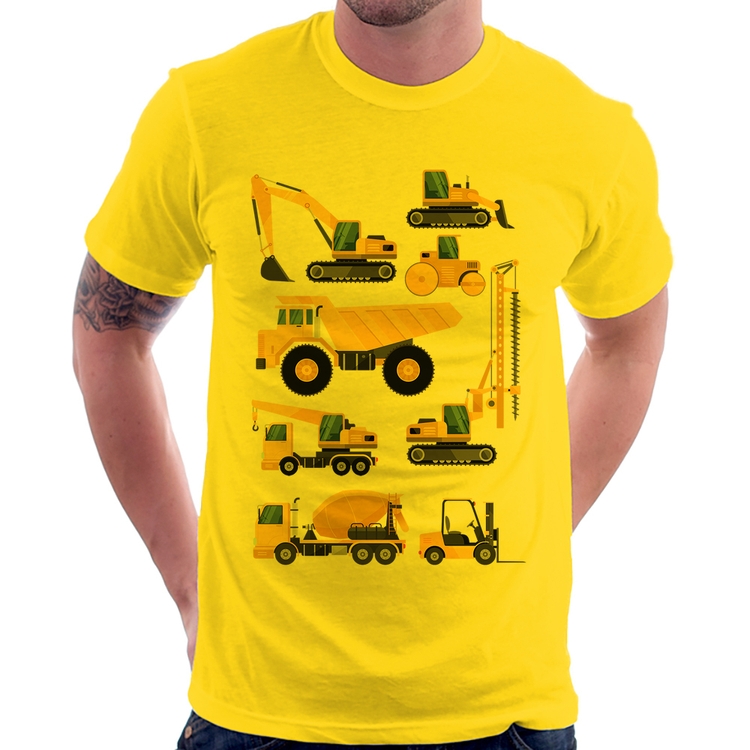 Camiseta Veículos de construção - Amarela