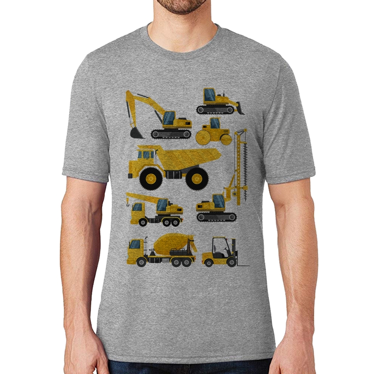 Camiseta Veículos de construção - Cinza