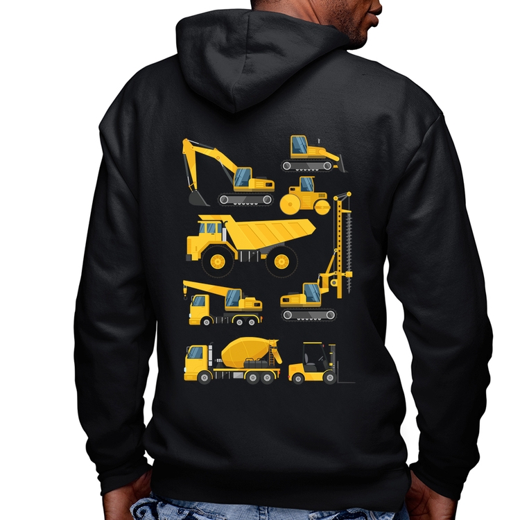 Blusa Moletom Veículos de construção Masculina com Capuz e Zíper