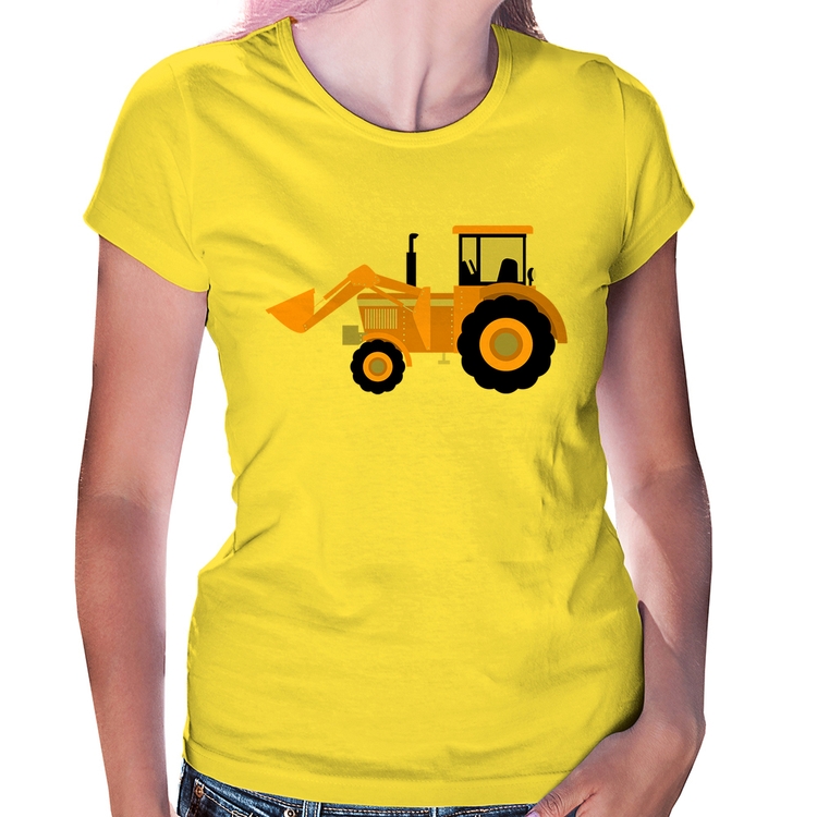 Baby Look Trator Pá Carregadeira Amarelo - Amarela