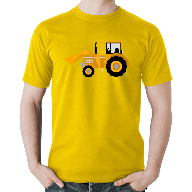 Camiseta Algodão Trator Pá Carregadeira Amarelo - Amarela