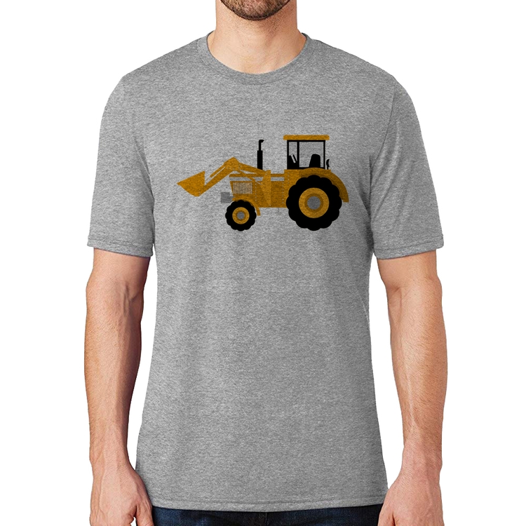 Camiseta Trator Pá Carregadeira Amarelo - Cinza