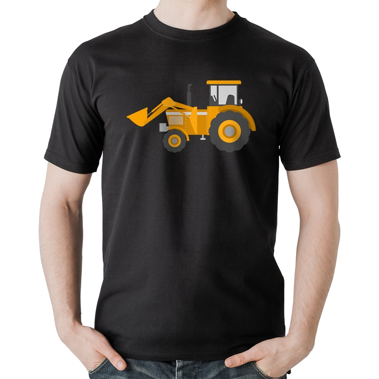 Camiseta Algodão Trator Pá Carregadeira Amarelo