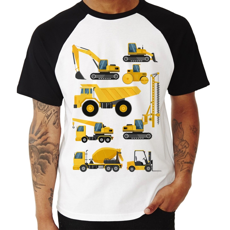 Camiseta Raglan Veículos de construção