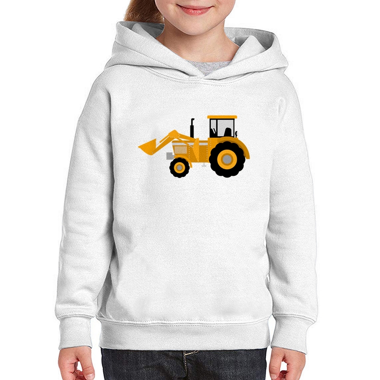 Moletom Infantil Trator Pá Carregadeira Amarelo
