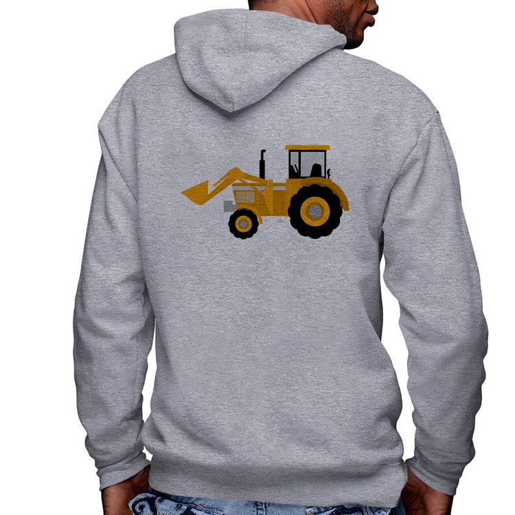 Blusa Moletom Trator Pá Carregadeira Amarelo Masculina com Capuz e Zíper - Mescla