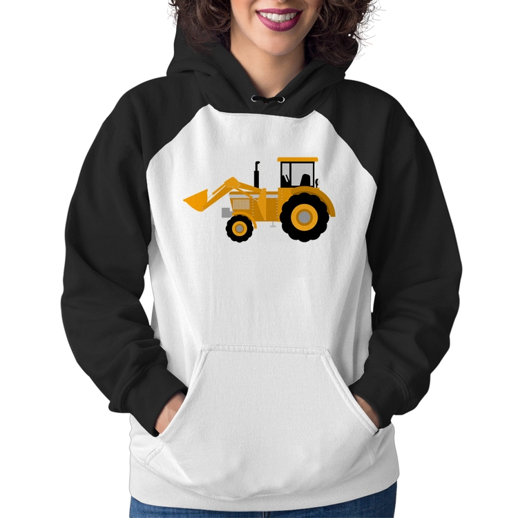 Moletom Feminino Trator Pá Carregadeira Amarelo