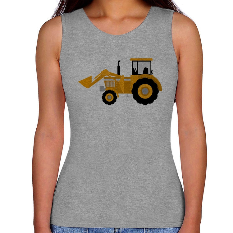 Regata Feminina Trator Pá Carregadeira Amarelo - Cinza