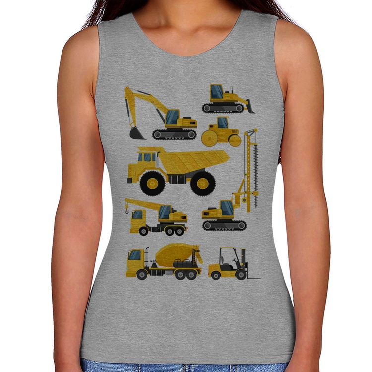 Regata Feminina Veículos de construção - Cinza