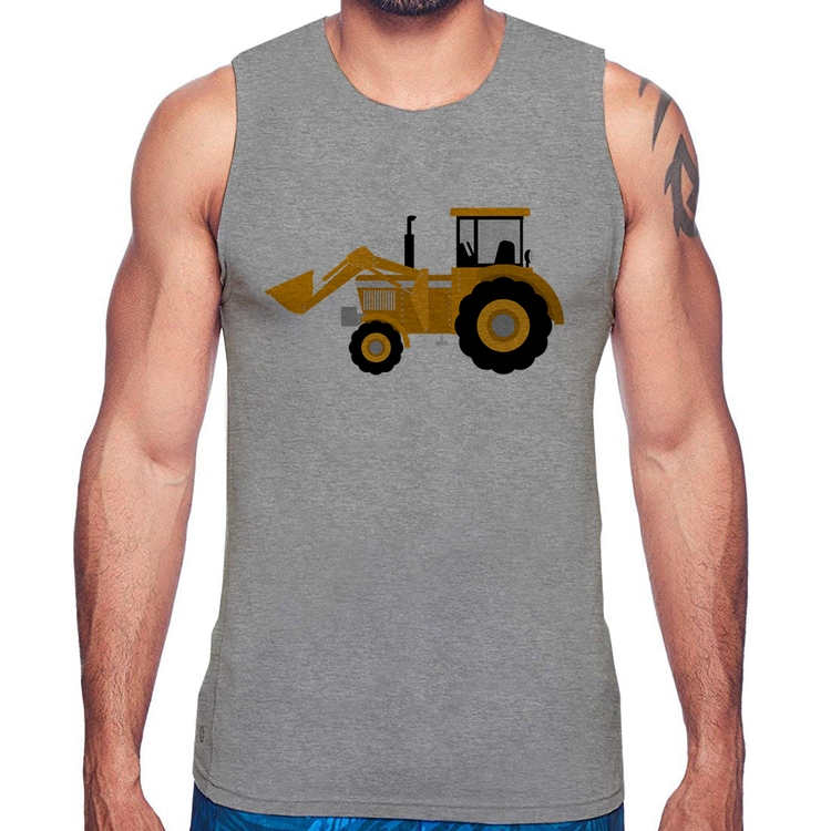 Regata Trator Pá Carregadeira Amarelo - Cinza