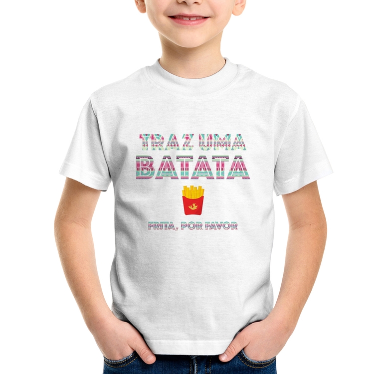 Camiseta Infantil Traz uma batata, frita por favor