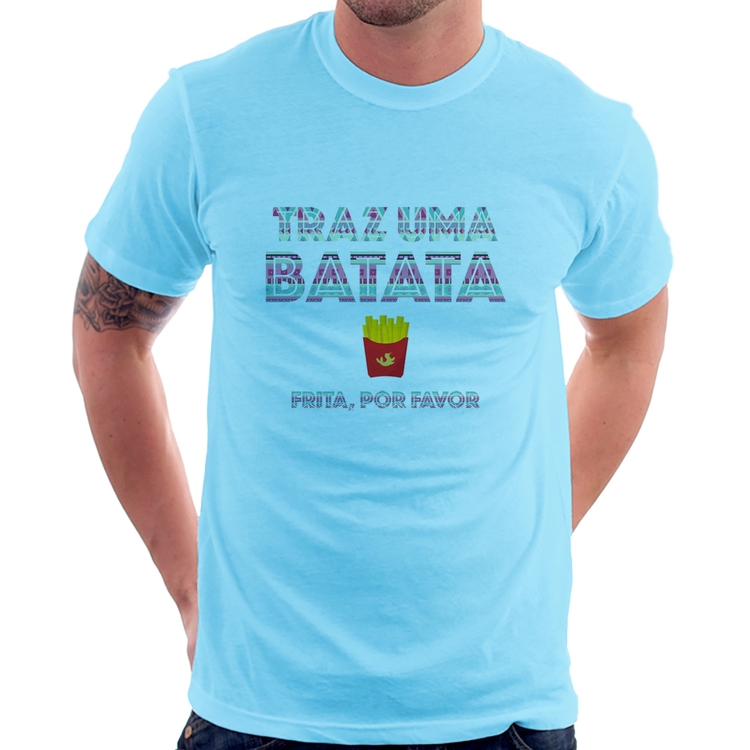 Camiseta Traz uma batata, frita por favor - Azul Bebê