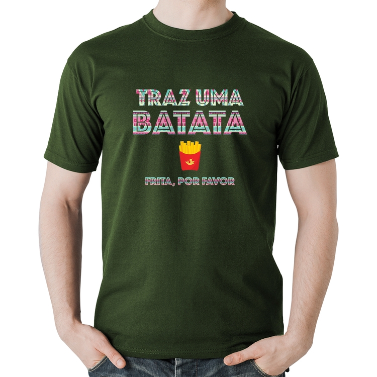 Camiseta Algodão Traz uma batata, frita por favor - Musgo