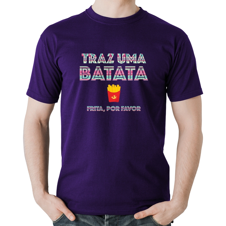 Camiseta Algodão Traz uma batata, frita por favor - Roxa