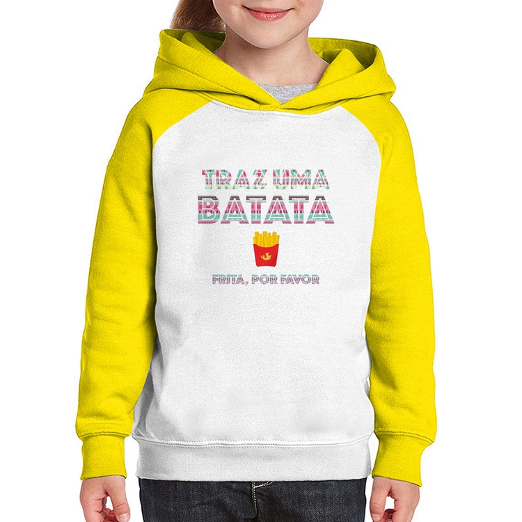 Moletom Infantil Traz uma batata, frita por favor - Branco/Amarelo
