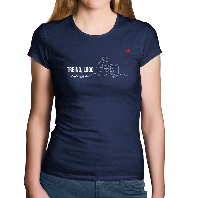 Baby Look Algodão Treino, logo existo - Marinho