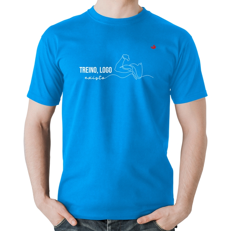 Camiseta Algodão Treino, logo existo - Azul