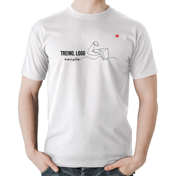 Camiseta Algodão Treino, logo existo - Branca