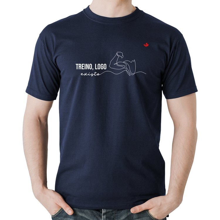 Camiseta Algodão Treino, logo existo - Marinho