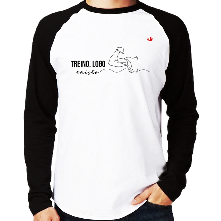 Camiseta Raglan Treino, logo existo Manga Longa