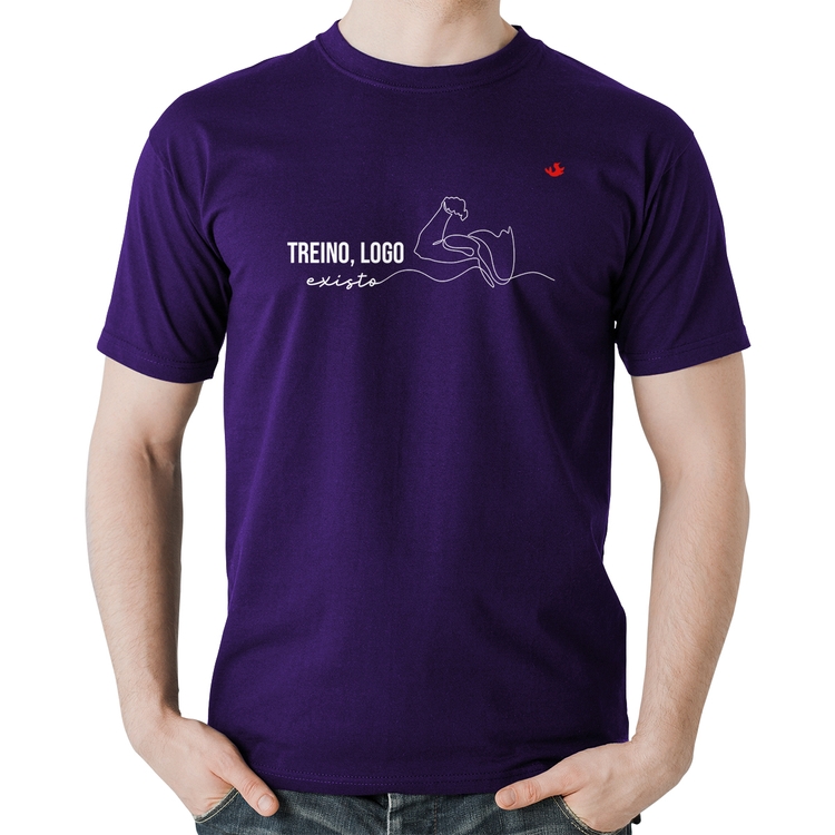 Camiseta Algodão Treino, logo existo - Roxa