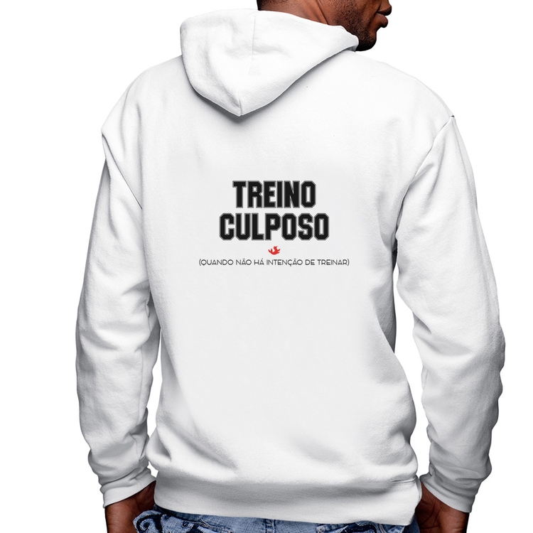 Blusa Moletom Treino Culposo Masculina com Capuz e Zíper - Branca