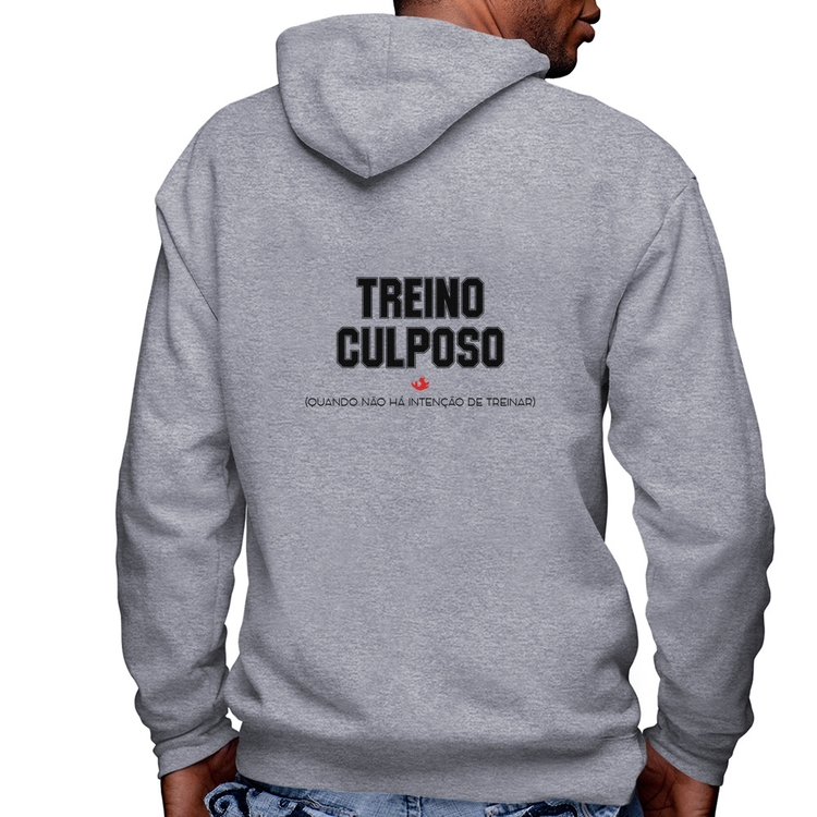 Blusa Moletom Treino Culposo Masculina com Capuz e Zíper - Mescla