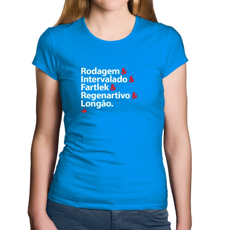 Baby Look Algodão Treinos de Corrida - Azul