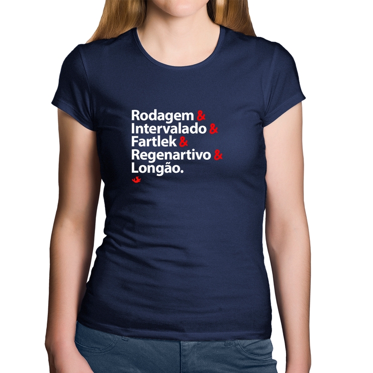 Baby Look Algodão Treinos de Corrida - Marinho