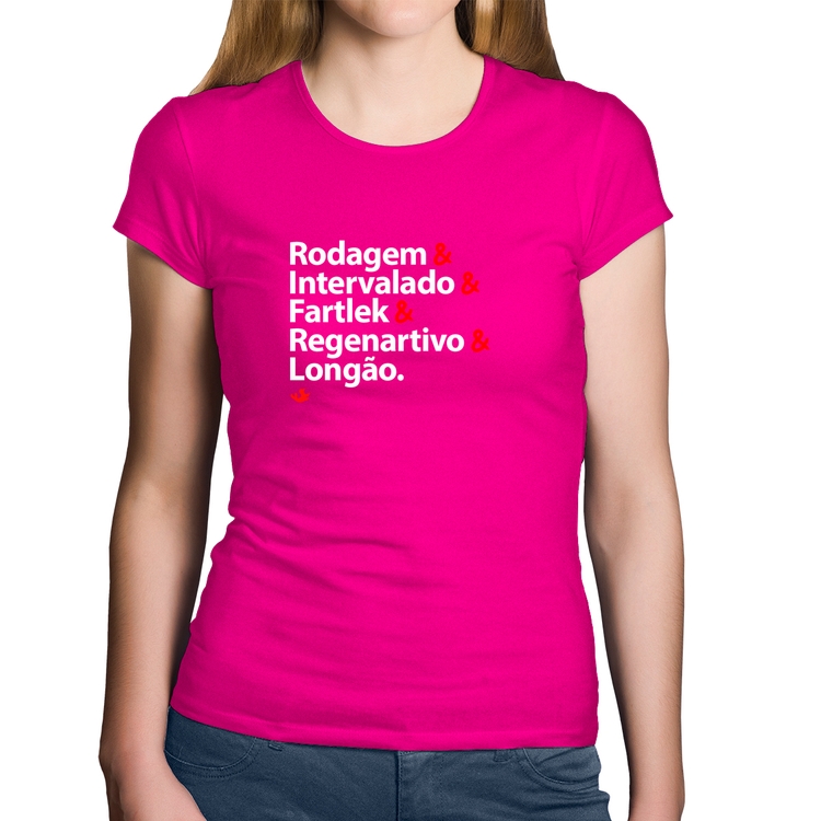 Baby Look Algodão Treinos de Corrida - Rosa