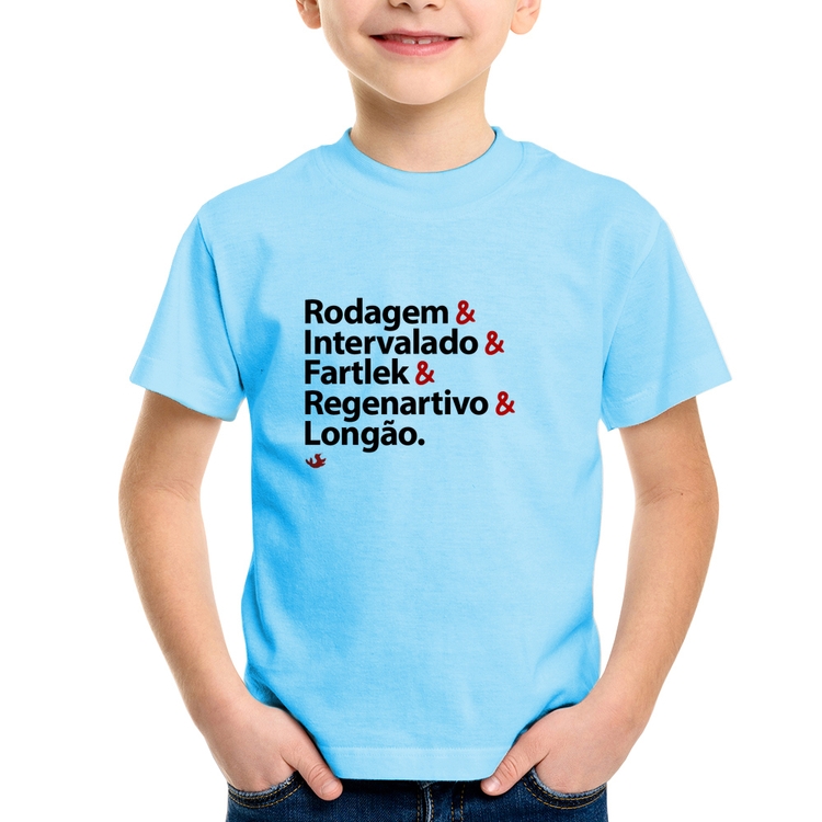 Camiseta Infantil Treinos de Corrida - Azul Bebê